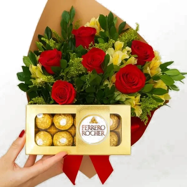 6 Rosas Com Ferrero Rocher