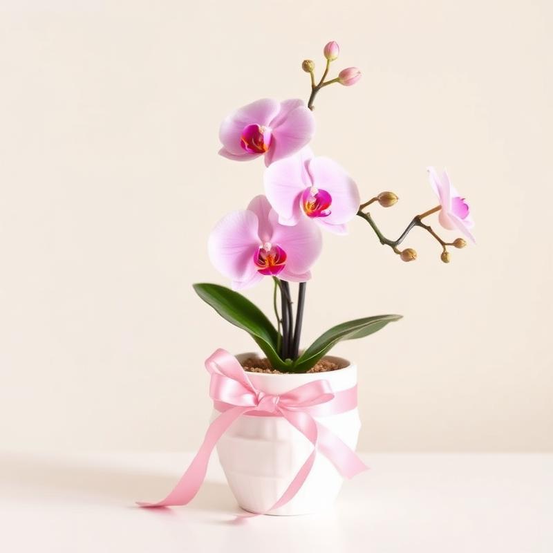 Mini Orquídea Rosa Dupla em Vaso